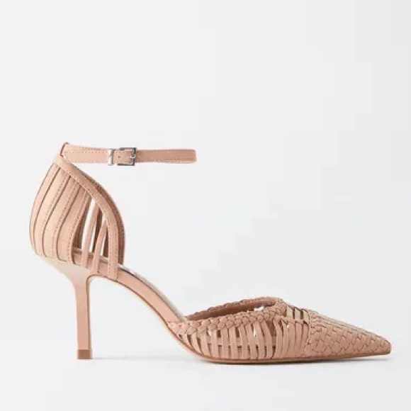 Zara Shoes - Zara nude Bottega inspired woven ankle strap pointed heel
